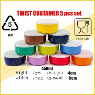 5 pcs twist container multi color set 450ml